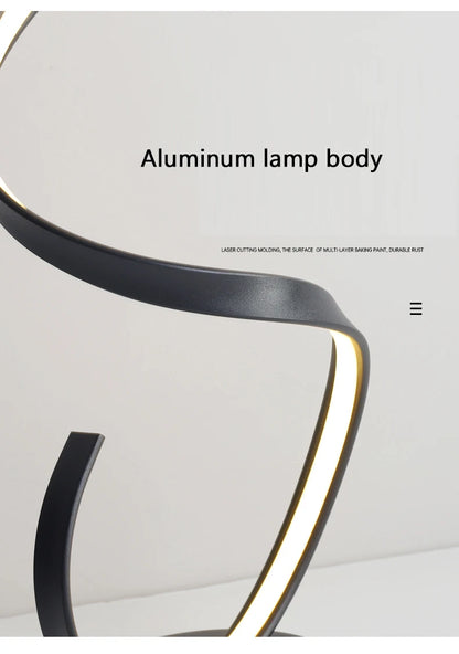 Modern Minimalist Aluminum Alloy Spiral Led Floor Lamp Study Bedroom Bedside Reading Light Living Room Sofa Lighting Decoration