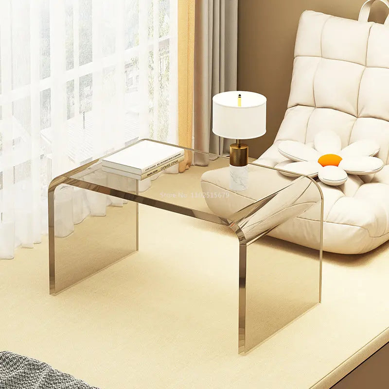 Transparent Acrylic Sofa Side Table Living Room Coffee Table Creative Floor Table With Magazine Rack Bedside Table For Bedroom