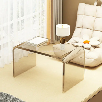 Transparent Acrylic Sofa Side Table Living Room Coffee Table Creative Floor Table With Magazine Rack Bedside Table For Bedroom