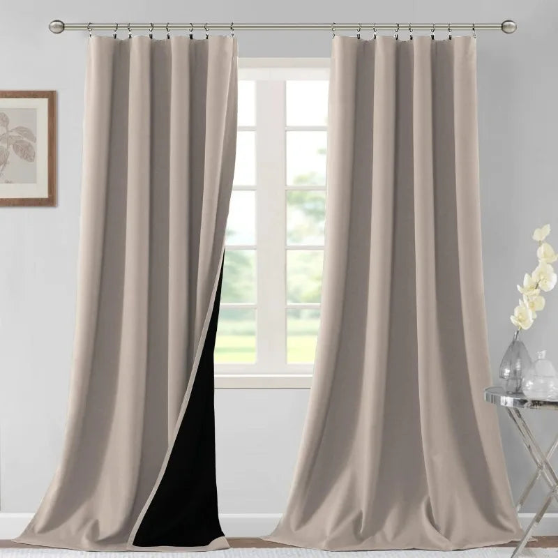 100% Blackout Curtains for Bedroom Thermal Insulated Blackout Curtains 84 Inches Long Rod Pocket Window Drapes