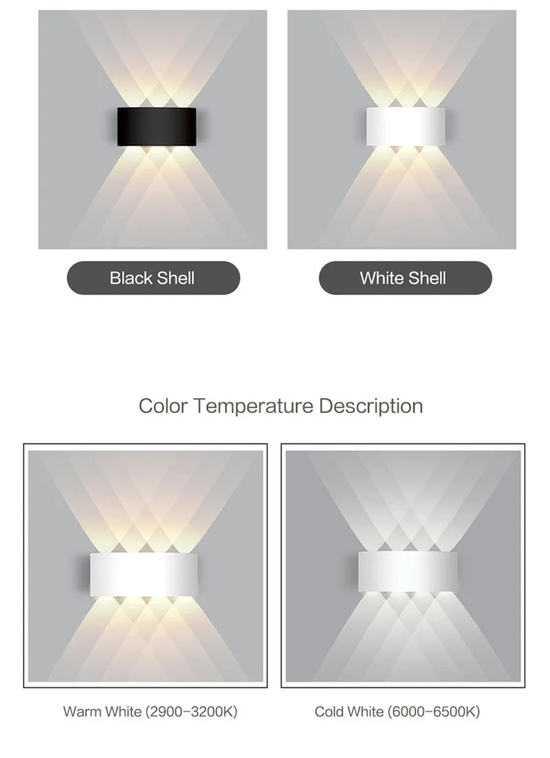 LED Wall Lamp Outdoor Waterproof IP65 Interior Wall Light 4W6W 8W 10W Garden Lights Aluminum Bedroom Living Room Stairs Lighting