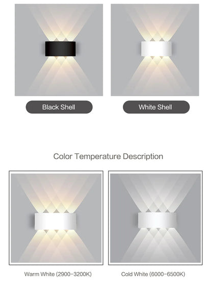 LED Wall Lamp Outdoor Waterproof IP65 Interior Wall Light 4W6W 8W 10W Garden Lights Aluminum Bedroom Living Room Stairs Lighting