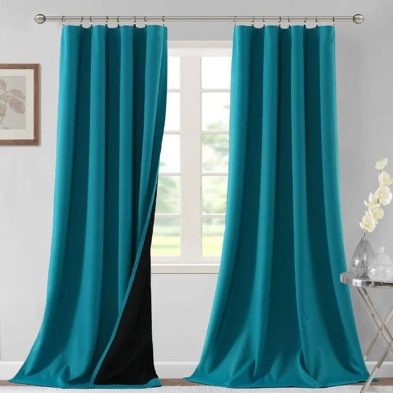 100% Blackout Curtains for Bedroom Thermal Insulated Blackout Curtains 84 Inches Long Rod Pocket Window Drapes