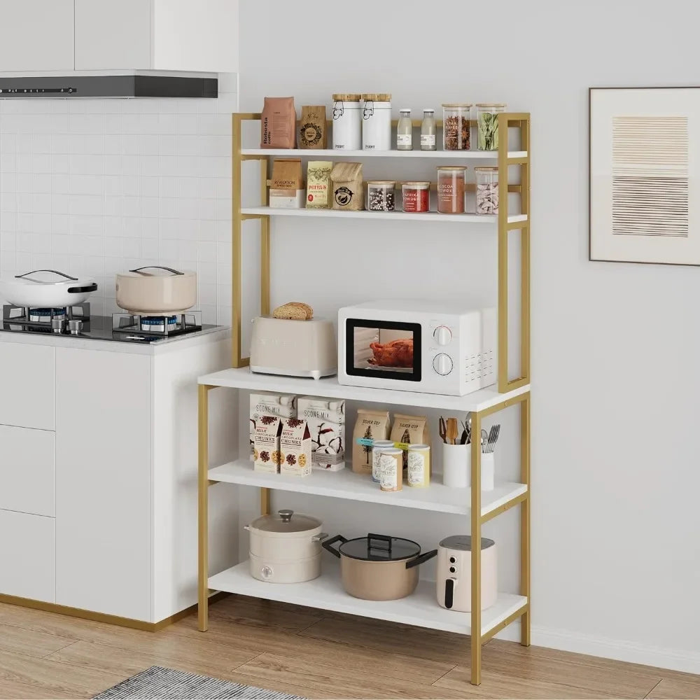 Microwave Stand Kitchen Rack With Hutch Shelf 5-Tier Coffee Bar With Storage Freight Free Accessories & Organization Home