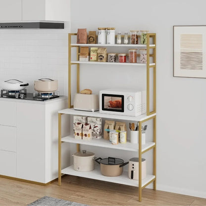 Microwave Stand Kitchen Rack With Hutch Shelf 5-Tier Coffee Bar With Storage Freight Free Accessories & Organization Home