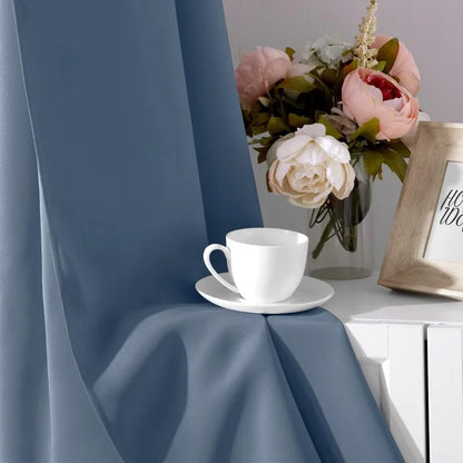 Aqua Blackout Curtains for Bedroom 52 X 84 Inch Length 2 Panels Set Room Darkening Bedroom Curtains