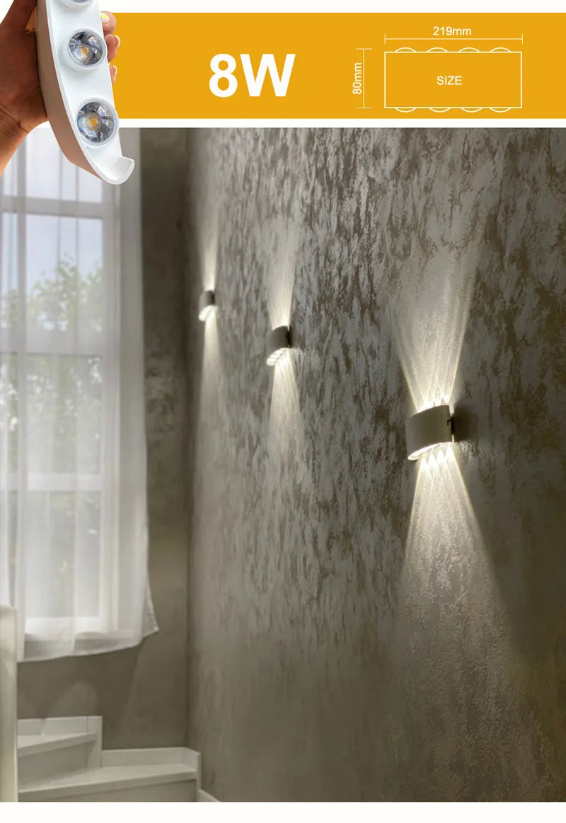 LED Wall Lamp Outdoor Waterproof IP65 Interior Wall Light 4W6W 8W 10W Garden Lights Aluminum Bedroom Living Room Stairs Lighting