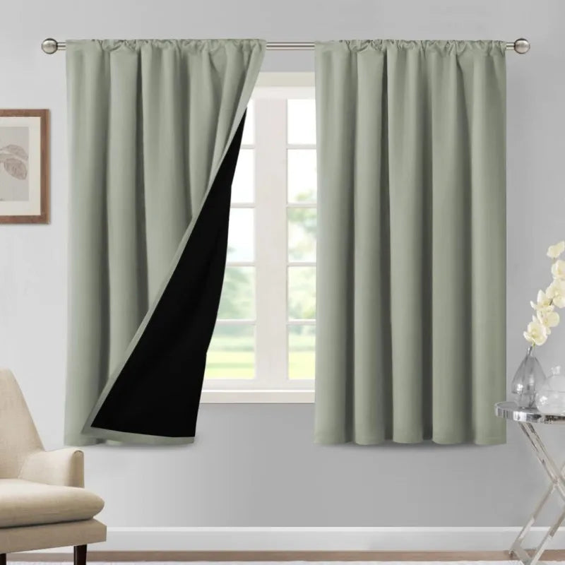 100% Blackout Curtains for Bedroom Thermal Insulated Blackout Curtains 84 Inches Long Rod Pocket Window Drapes