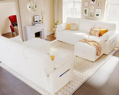 Sofa Bed, Sofa Bed with Pull-out Bed, White Throw Pillows - 2-in-1 Pull-out Sofa Bed with Storage Chain for The Living Room