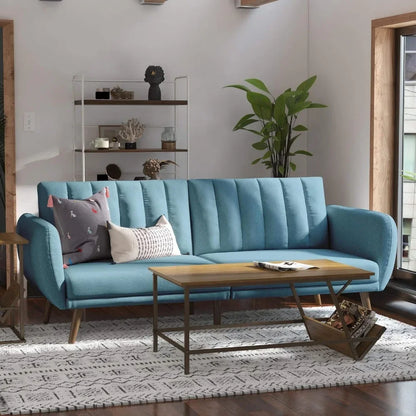 Living room sofa - Premium Upholstery and Wooden Legs - Light Blue  sofa