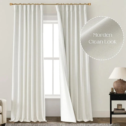 104 Inch Long Blackout Curtains 2 Panel Set,Pleated Linen Black Out Back Tab Drapes for Living Room,105 Inch Length