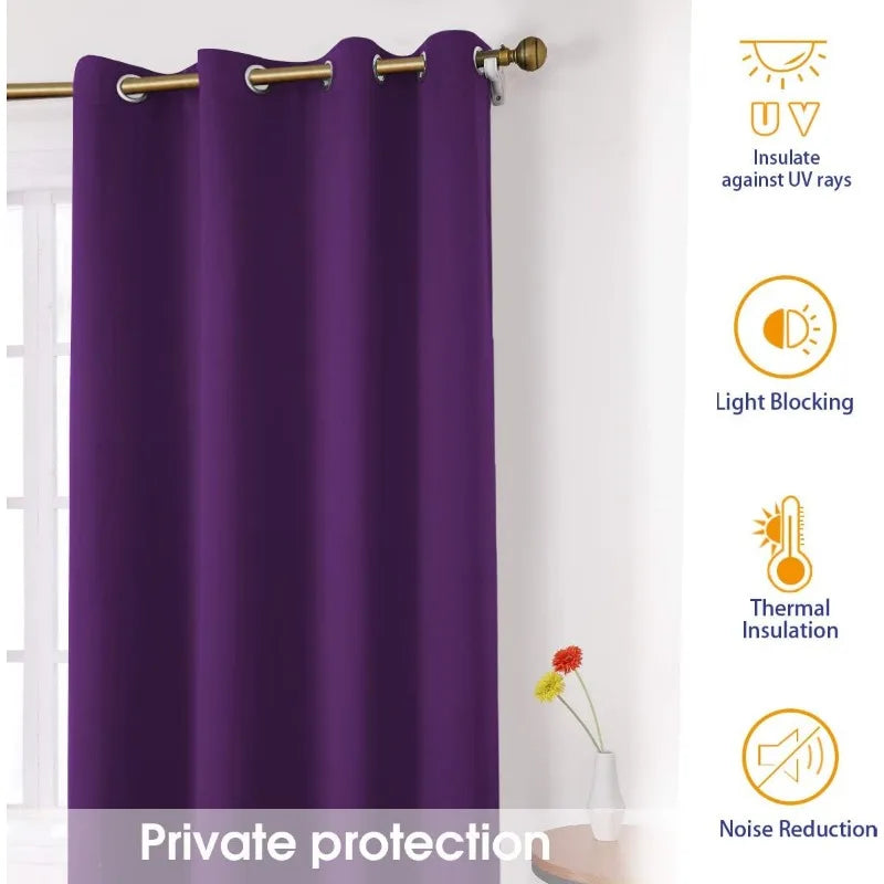 Aqua Blackout Curtains for Bedroom 52 X 84 Inch Length 2 Panels Set Room Darkening Bedroom Curtains