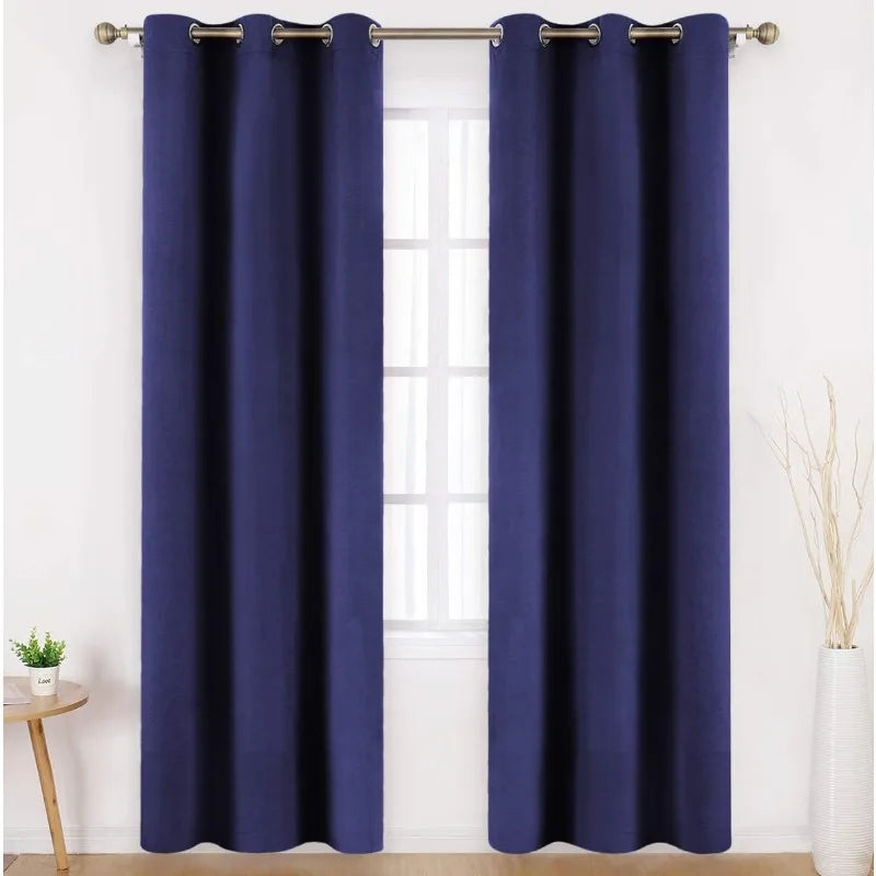 Aqua Blackout Curtains for Bedroom 52 X 84 Inch Length 2 Panels Set Room Darkening Bedroom Curtains