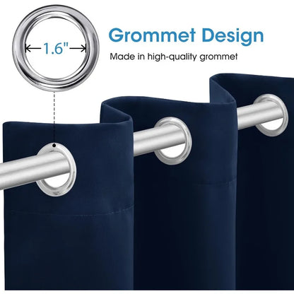 Aqua Blackout Curtains for Bedroom 52 X 84 Inch Length 2 Panels Set Room Darkening Bedroom Curtains
