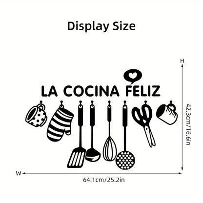 Cartoon Black Spoon Scissors Silhouette Kitchen Tool Wall Stickers for Bedroom Living Room Kitchen Decoration Wall Decals