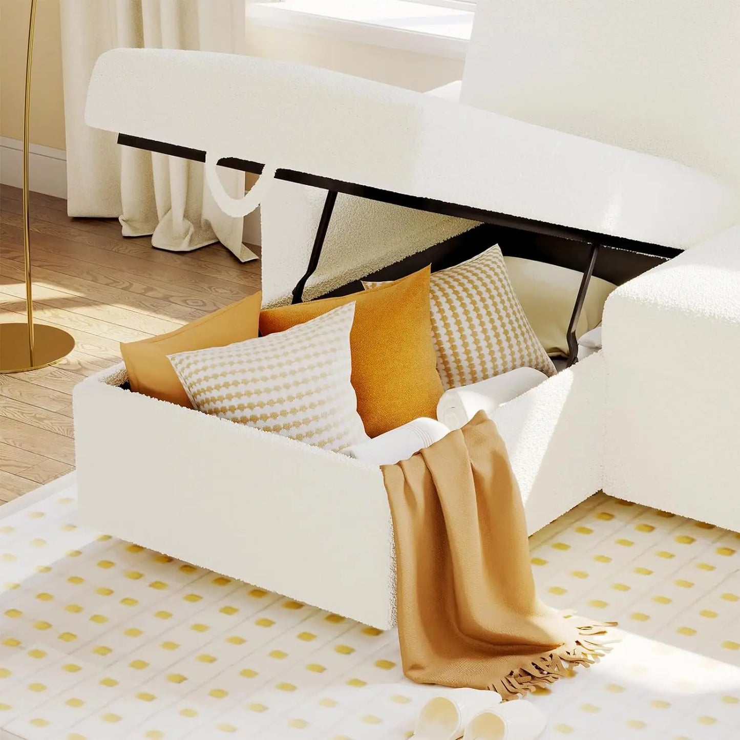 Sofa Bed, Sofa Bed with Pull-out Bed, White Throw Pillows - 2-in-1 Pull-out Sofa Bed with Storage Chain for The Living Room