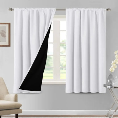 100% Blackout Curtains for Bedroom Thermal Insulated Blackout Curtains 84 Inches Long Rod Pocket Window Drapes