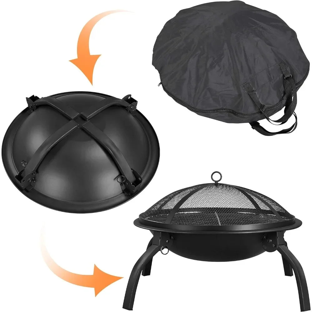 Fire Pit,Portable Folding Steel Fire Bowl Garden Treasures Fire Pit for Outside Fireplace with Carrying Bag,Fire Pits