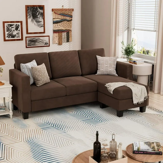 Living Room Sofas, 3 L-Shaped Couch Soft Seat with Modern Linen Fabric,Small Space Sofas for Living Room,Apartment and Office
