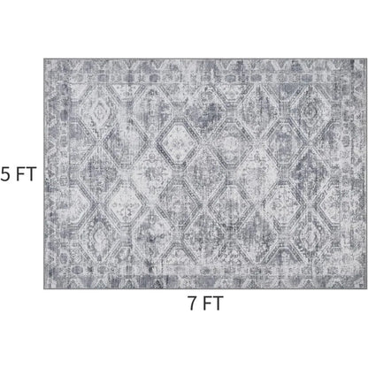 Area Rugs for Living Room, Machine Washable Non Slip Rug Modern Distressed Moroccan Indoor Area Rug Carpet Ultra Soft Rugs
