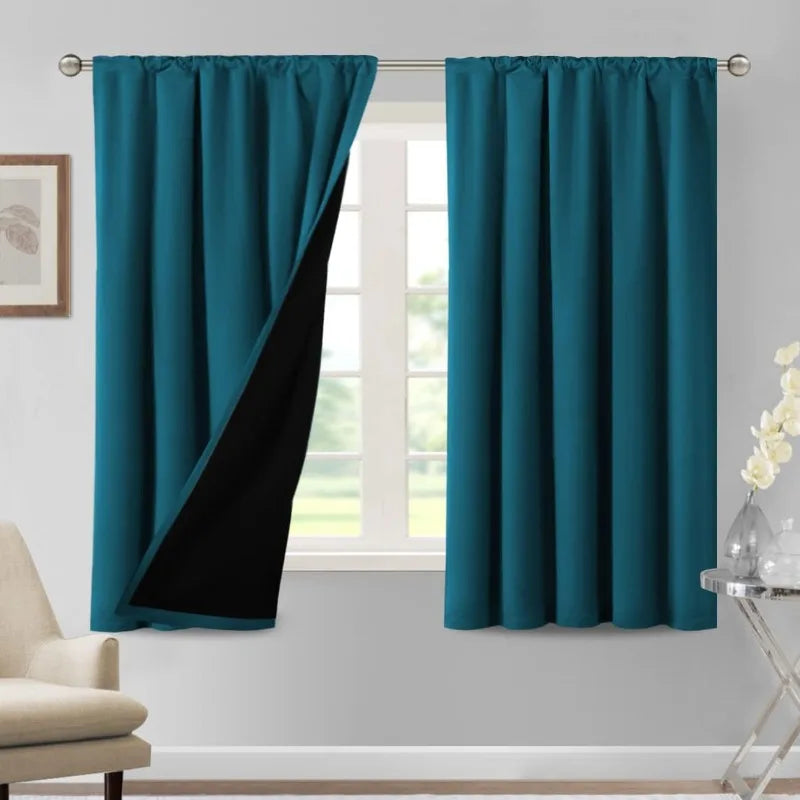 100% Blackout Curtains for Bedroom Thermal Insulated Blackout Curtains 84 Inches Long Rod Pocket Window Drapes