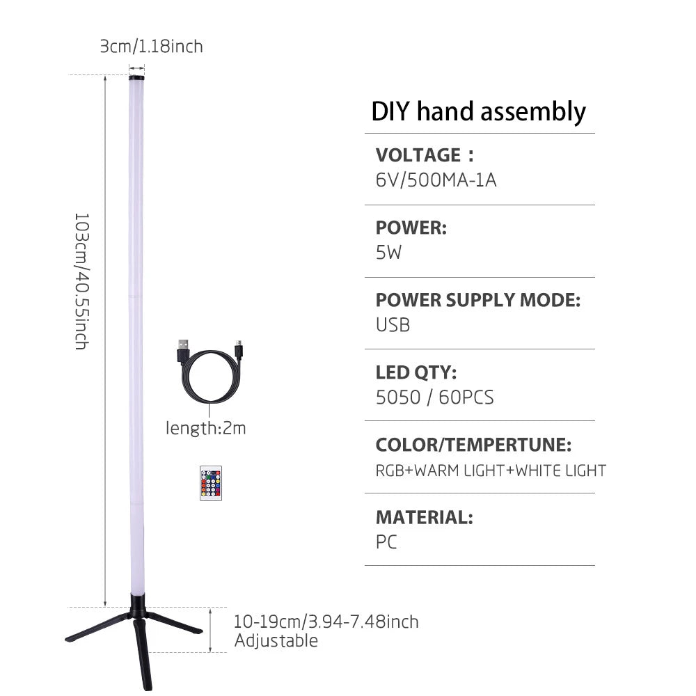 RGB LED Floor Lamp Indoor Home Decoration Modern Corner RGB Floor Lamp Living Rome Art Decor Atmospheric Standing Stand Lighting