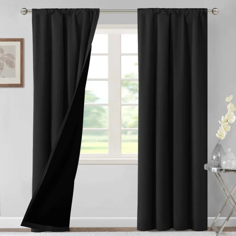 100% Blackout Curtains for Bedroom Thermal Insulated Blackout Curtains 84 Inches Long Rod Pocket Window Drapes