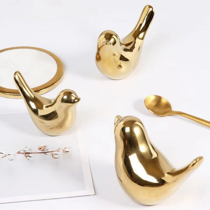 Bird Figurine 4 Sizes Nordic Ceramic Gold Animal Statue Jewelry Home Decoration Living Room Table Decoration Sculpture Ornament