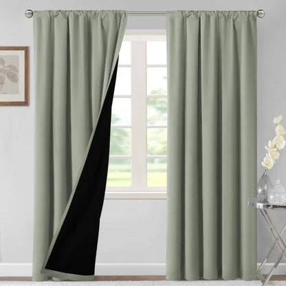 100% Blackout Curtains for Bedroom Thermal Insulated Blackout Curtains 84 Inches Long Rod Pocket Window Drapes