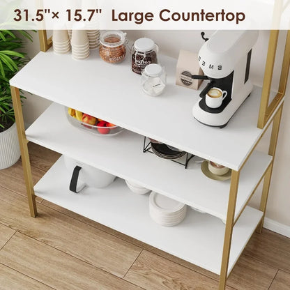 Microwave Stand Kitchen Rack With Hutch Shelf 5-Tier Coffee Bar With Storage Freight Free Accessories & Organization Home
