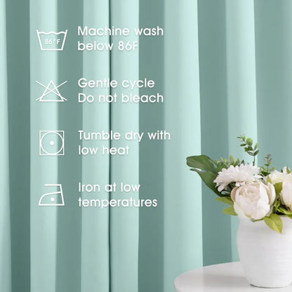 Aqua Blackout Curtains for Bedroom 52 X 84 Inch Length 2 Panels Set Room Darkening Bedroom Curtains