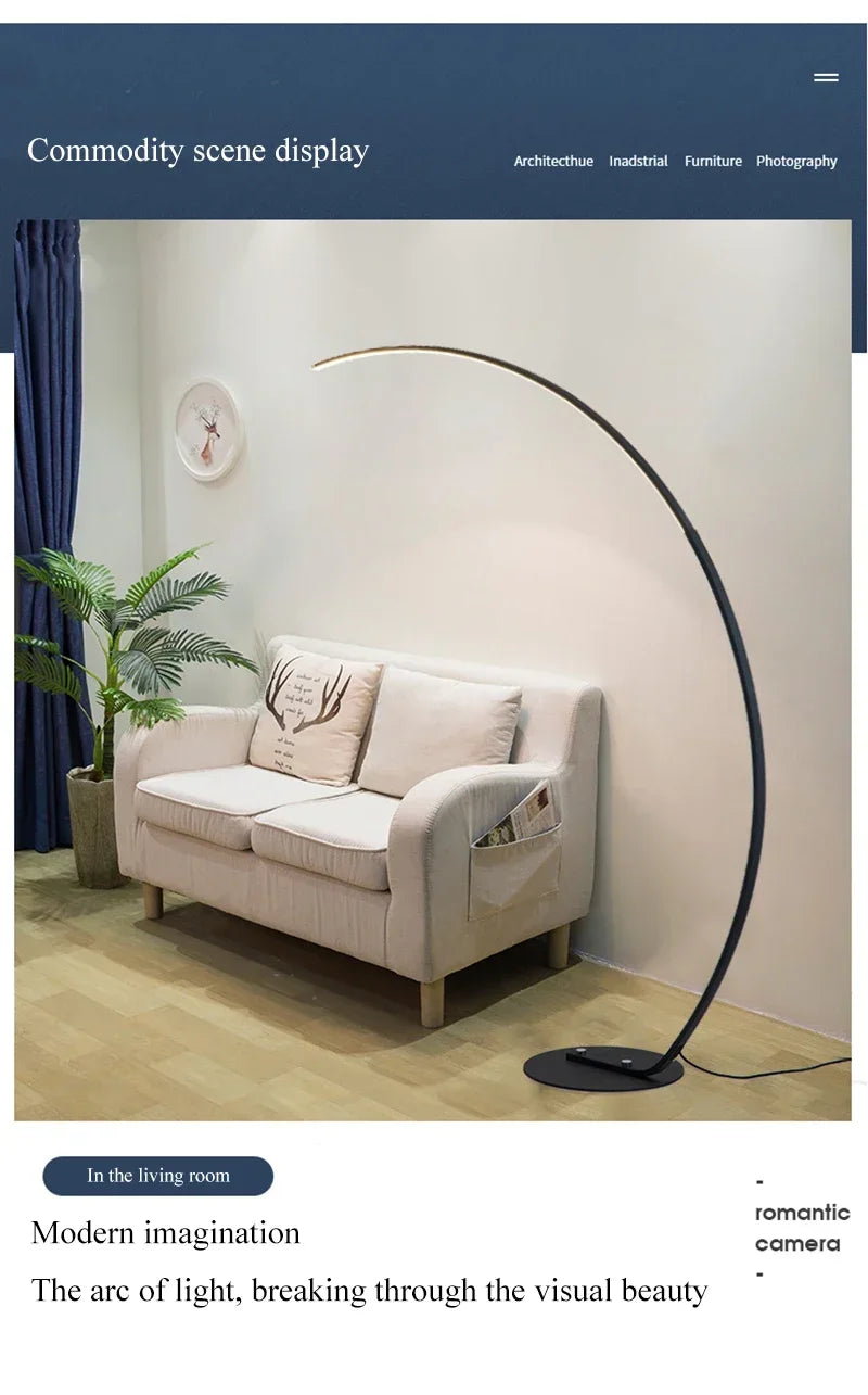 Nordic LED Corner Light Arc RGB Floor Lamps Black White C APP Remote Floor Lights Stand Light for Dining Living Room Decor