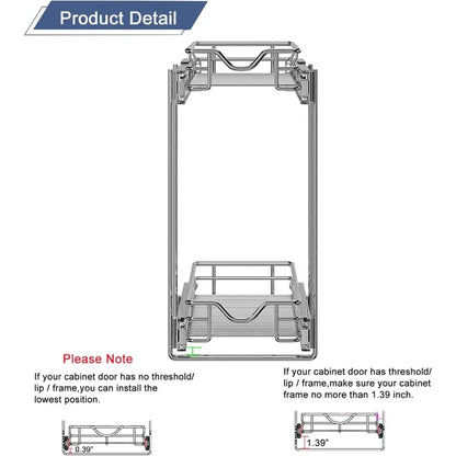 Pull Out Cabinet Organizer, Cabinet Pull Out Shelves, 2 Tier Pull Out Drawers for Kitchen Cabinets,