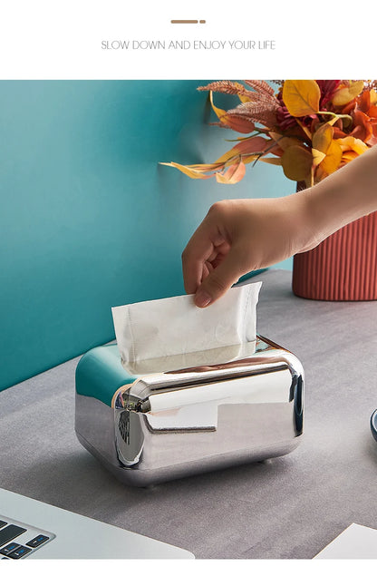 Light Luxury Golden Tissue Box Wipe Case Boxed Tissue Office and Home Storage Box Living Room Desktop Decoration Tissue Box Gift