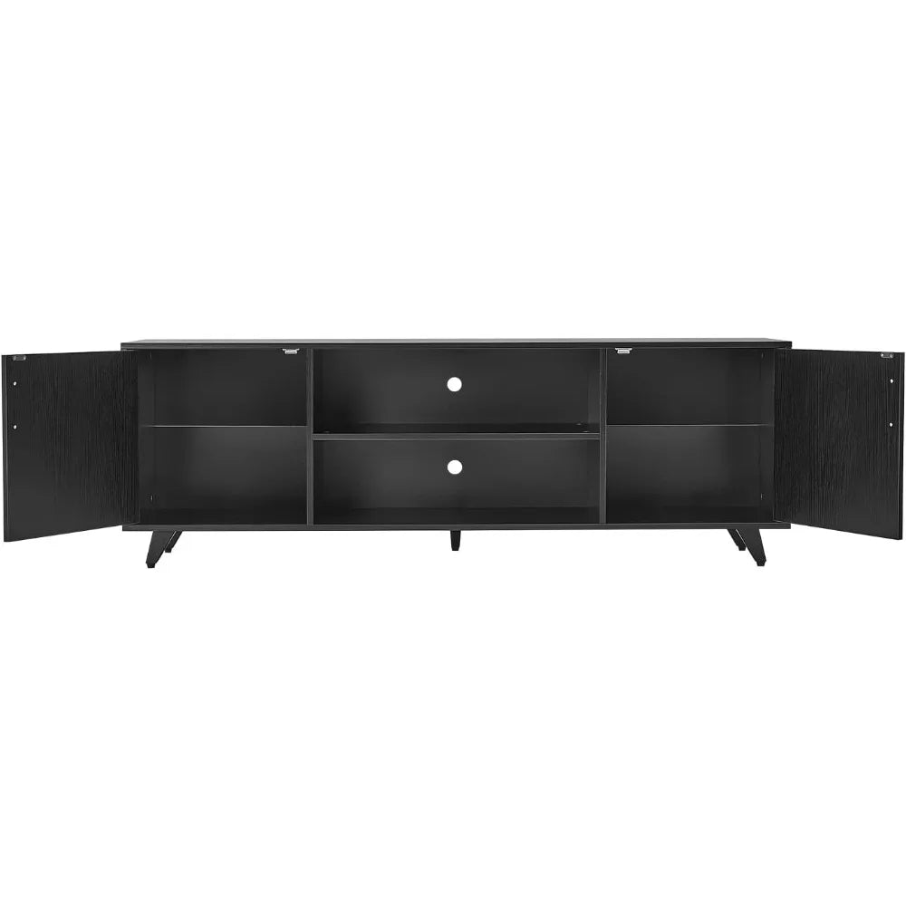TV Stand,Entertainment Center with 2Doors and 2Cubby Storages Cabinets for up to 65 inch for Living Room Bedroom Black,53.5 inch