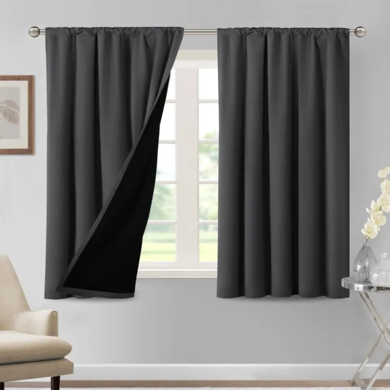 100% Blackout Curtains for Bedroom Thermal Insulated Blackout Curtains 84 Inches Long Rod Pocket Window Drapes