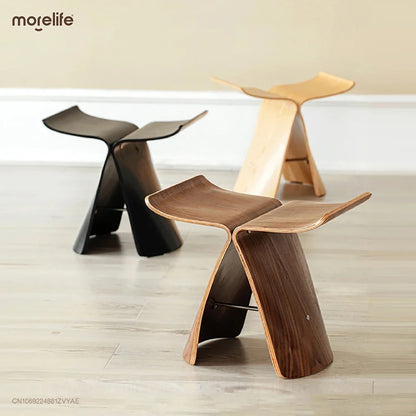 Ash Plywood Butterfly Stool Living Room Bedroom Wooden 4 Colors Natural/Black/Walnut Coffee Table Display Stools Home Furniture