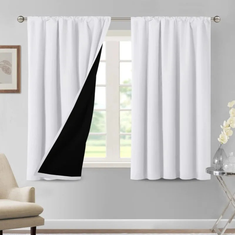 100% Blackout Curtains for Bedroom Thermal Insulated Blackout Curtains 84 Inches Long Rod Pocket Window Drapes