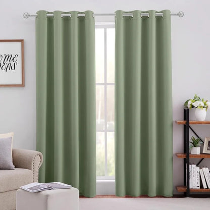 Aqua Blackout Curtains for Bedroom 52 X 84 Inch Length 2 Panels Set Room Darkening Bedroom Curtains