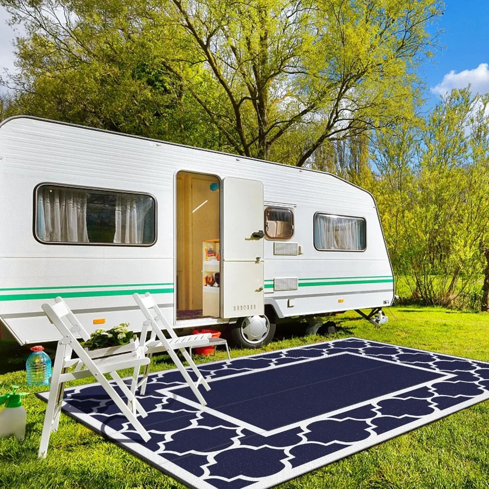 Outdoor Rug Waterproof for Patio, Foldable Reversible Plastic Straw Area Rugs Mat for Rv Decor, Outside Carpet for Camper, Deck