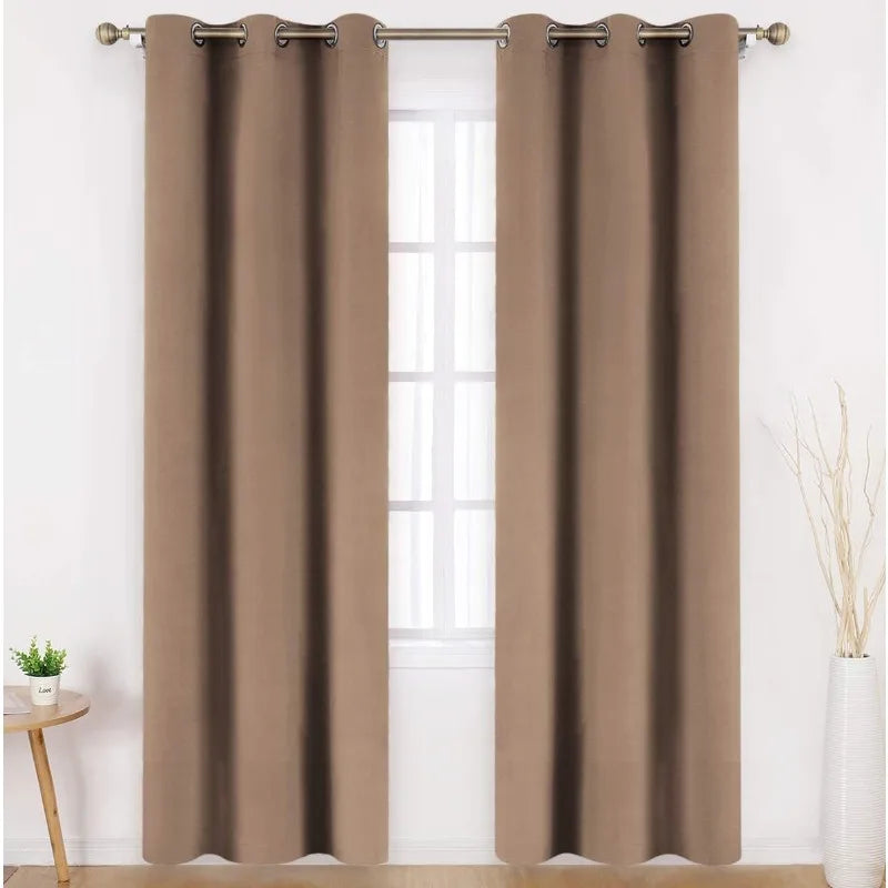 Aqua Blackout Curtains for Bedroom 52 X 84 Inch Length 2 Panels Set Room Darkening Bedroom Curtains
