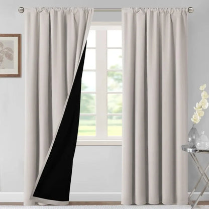 100% Blackout Curtains for Bedroom Thermal Insulated Blackout Curtains 84 Inches Long Rod Pocket Window Drapes