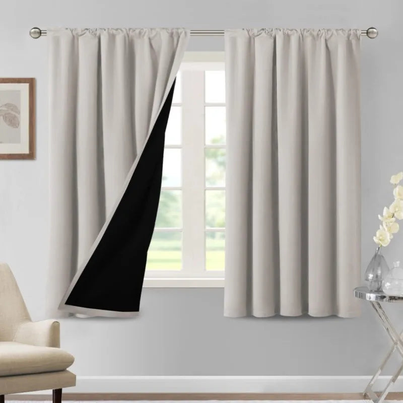 100% Blackout Curtains for Bedroom Thermal Insulated Blackout Curtains 84 Inches Long Rod Pocket Window Drapes