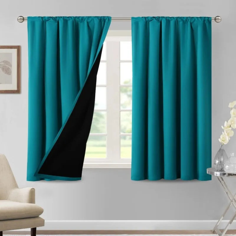 100% Blackout Curtains for Bedroom Thermal Insulated Blackout Curtains 84 Inches Long Rod Pocket Window Drapes