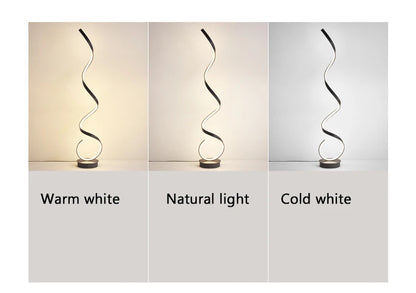 Modern Minimalist Aluminum Alloy Spiral Led Floor Lamp Study Bedroom Bedside Reading Light Living Room Sofa Lighting Decoration