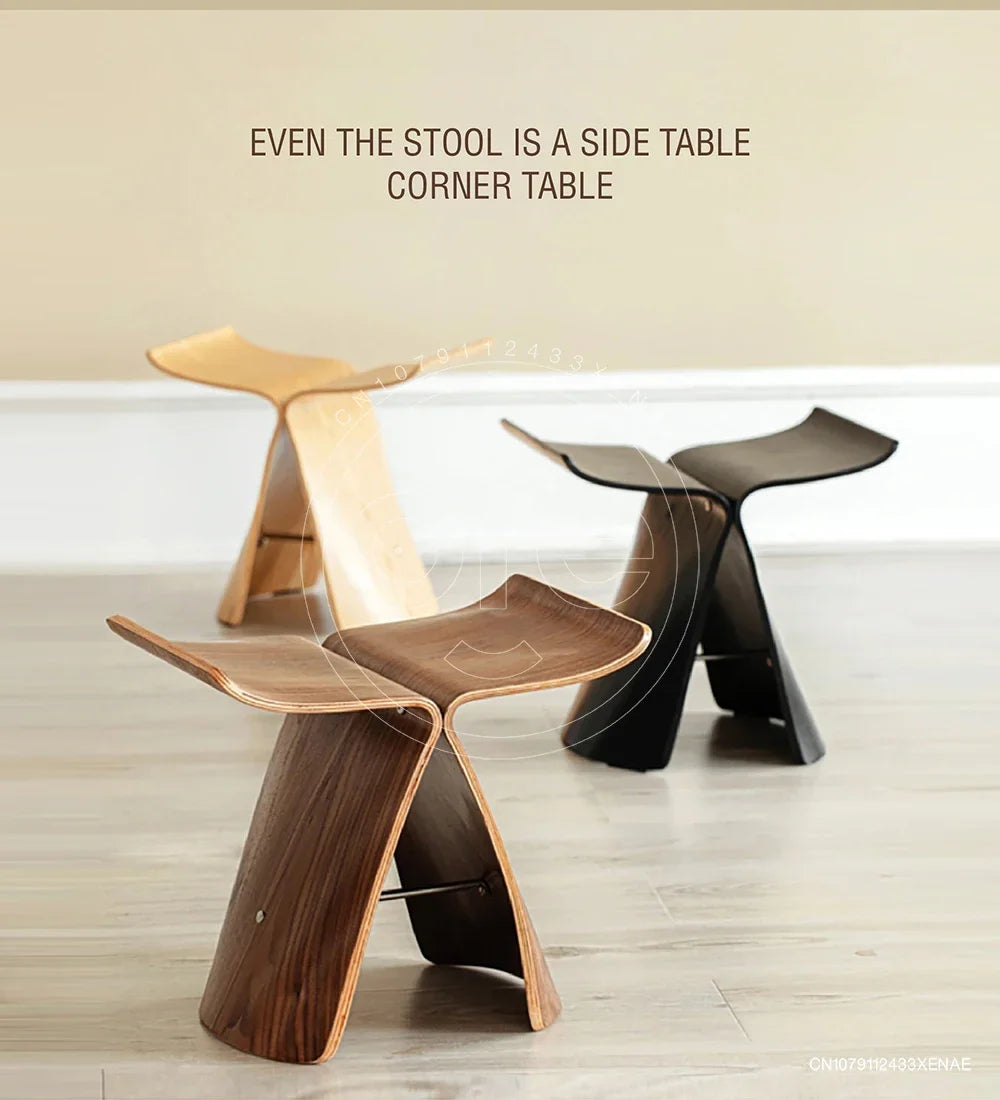 Ash Plywood Butterfly Stool Living Room Bedroom Wooden 4 Colors Natural/Black/Walnut Coffee Table Display Stools Home Furniture