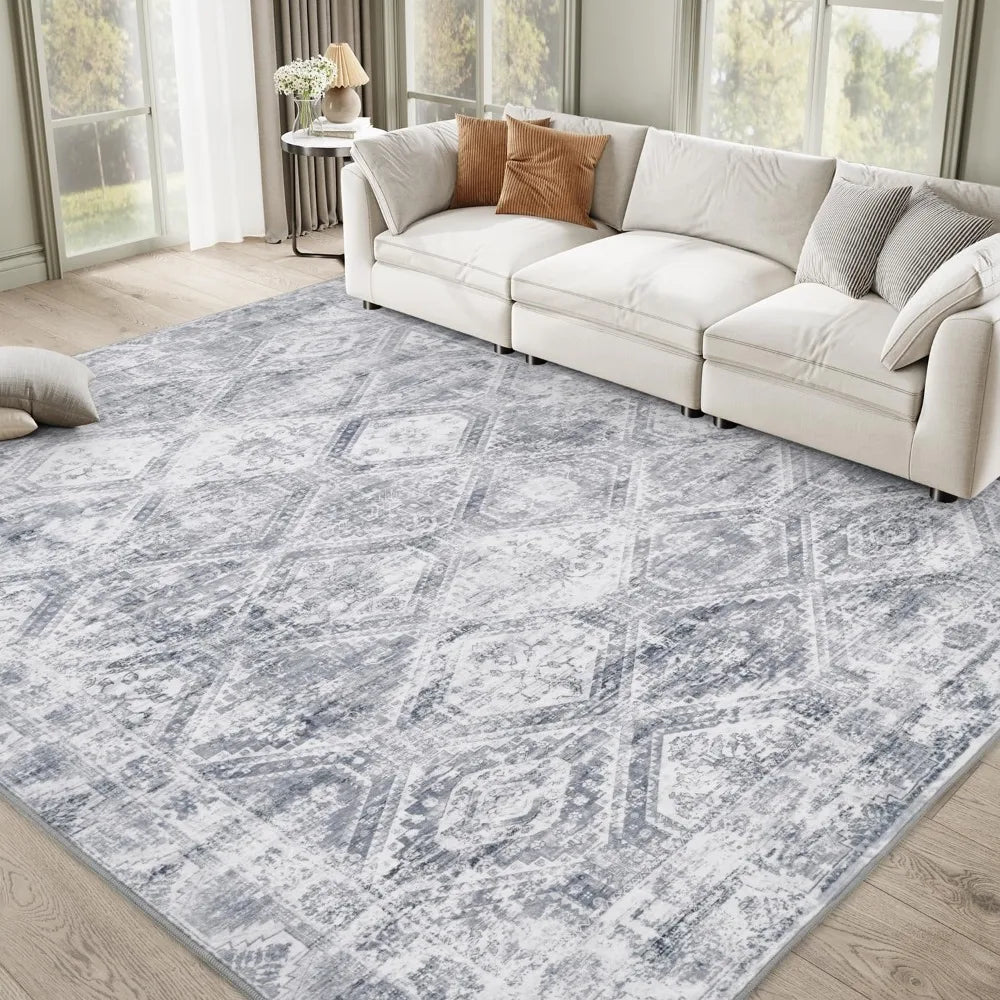Area Rugs for Living Room, Machine Washable Non Slip Rug Modern Distressed Moroccan Indoor Area Rug Carpet Ultra Soft Rugs