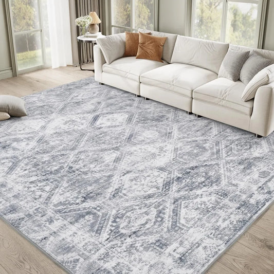 Area Rugs for Living Room, Machine Washable Non Slip Rug Modern Distressed Moroccan Indoor Area Rug Carpet Ultra Soft Rugs