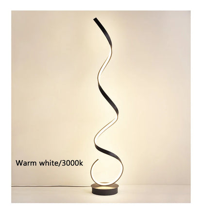 Modern Minimalist Aluminum Alloy Spiral Led Floor Lamp Study Bedroom Bedside Reading Light Living Room Sofa Lighting Decoration
