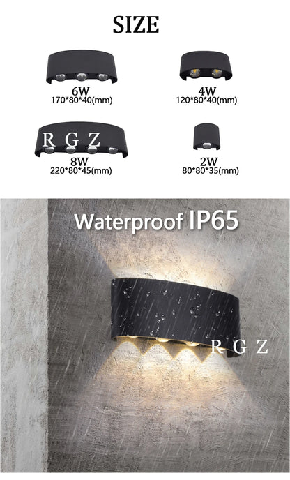 LED Wall Lamp Outdoor Waterproof IP65 Garden Lighting Aluminum AC86-265 Indoor Bedroom Living Room Stairs Wall Light